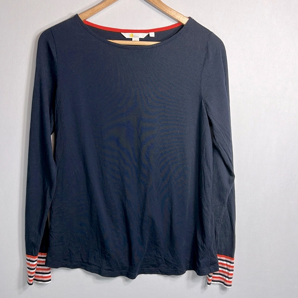 Boden Boatneck Sweater Top with Striped Cuffs size M - Picture 2 of 7